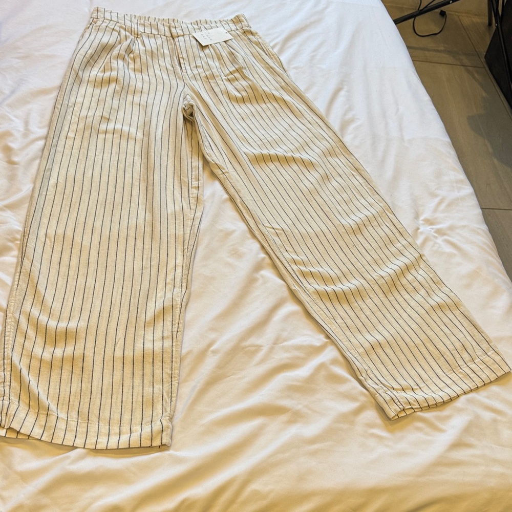 a new day Cream and Black Striped Straight Leg Pants